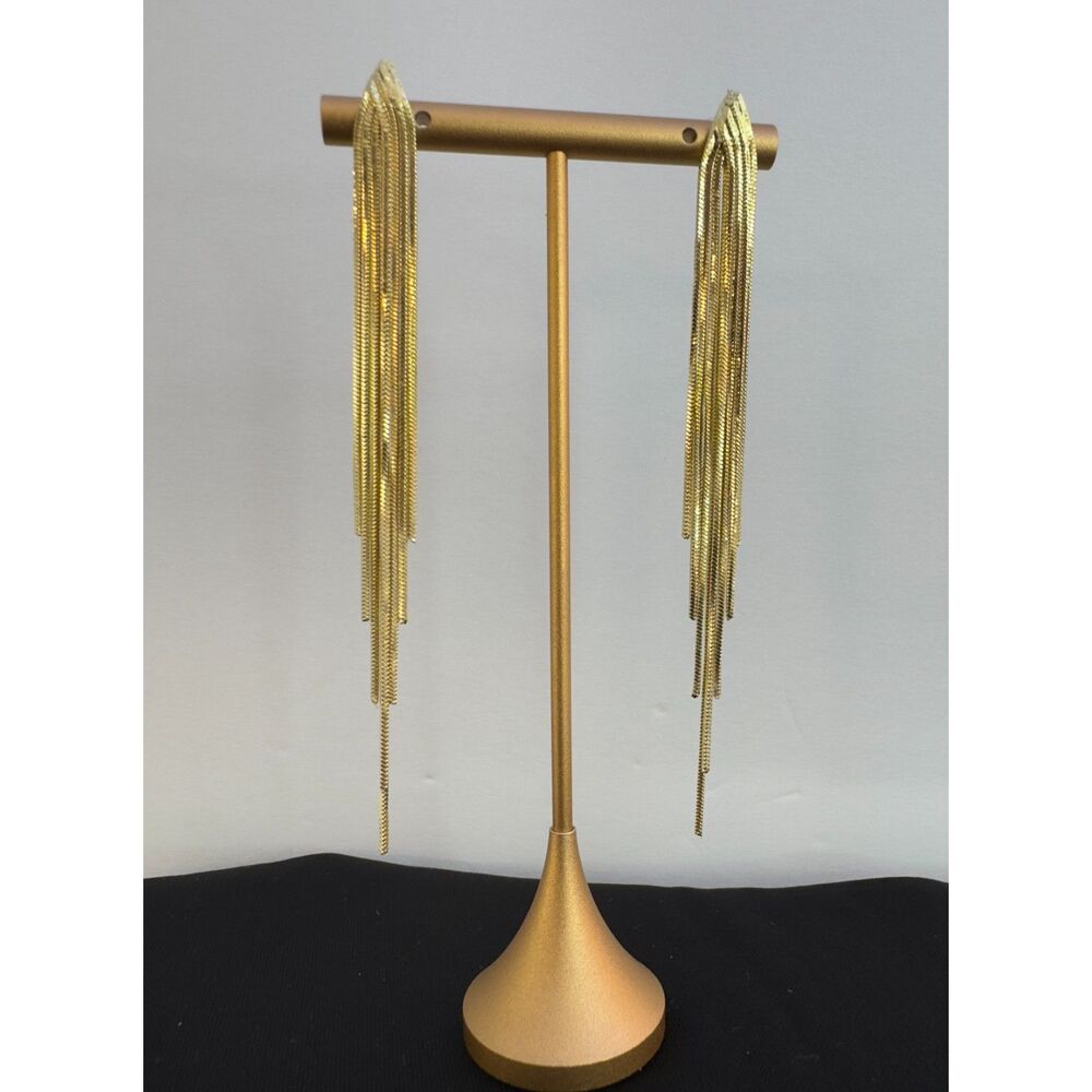 Golden Tassel Earrings - Picture 3 of 4